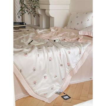 高級感少女粉雙面100S天絲夏涼被四件套真絲柔軟夏被可機洗空調被