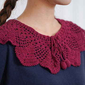 復古精緻鈎花假領披肩122648C