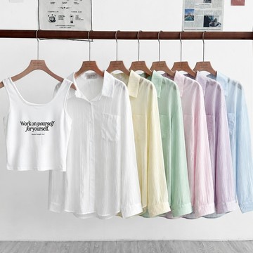【FEE BABY 新品】親膚兩件式條紋襯衫背心套裝🔥兩件式 短版背心 短版襯衫 條紋襯衫 韓系上衣 日系衣服