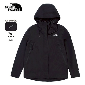 The North Face北面女款黑色DWR防潑水輕量風衣｜8CK7JK3