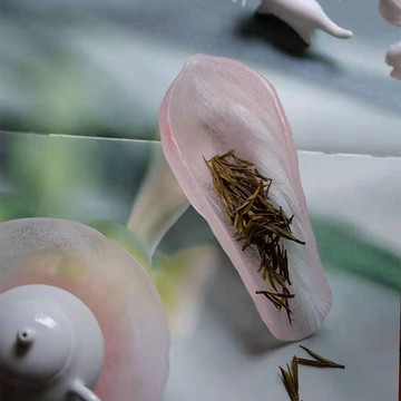 云窩 古法琉璃茶則茶荷茶道配件 茶匙功夫茶具日式創意禪意茶勺