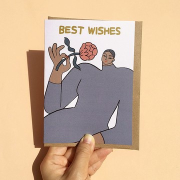 生日卡 感謝卡 鼓勵卡 極簡風格 女性 花卉 Best Wishes 生日祝福卡