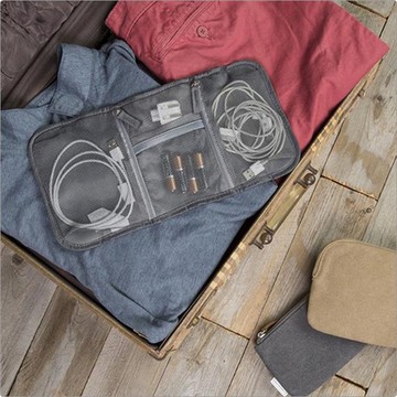 【TRAVELON】扣式3C線材收納包(灰) | 線材收納包 隨身收納包