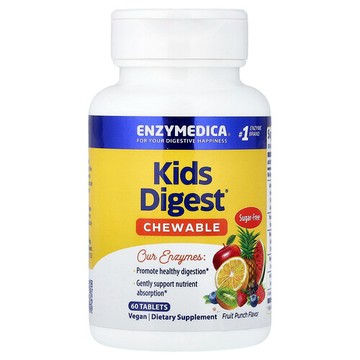 Enzymedica, Kids Digest，消化酶咀嚼片，水果混合，60 片咀嚼片