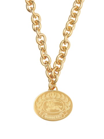 Burberry - Equestrian Knight engraved pendant necklace - women - Brass - One Size - Gold