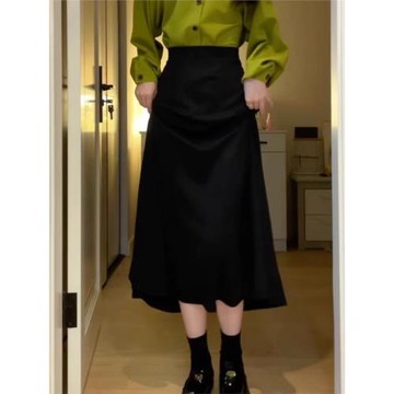 梨型身材毛呢半身裙女秋冬新款大碼胖mm高腰顯瘦遮肚a字中長傘裙