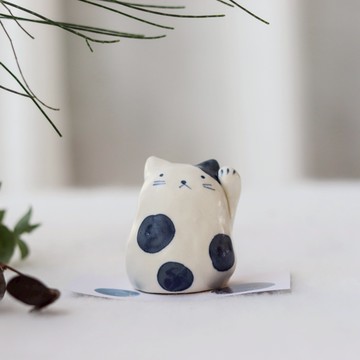 【Yourtableware】新品上市 日本 作舍窯 手作 藍染招財貓 陶瓷擺飾