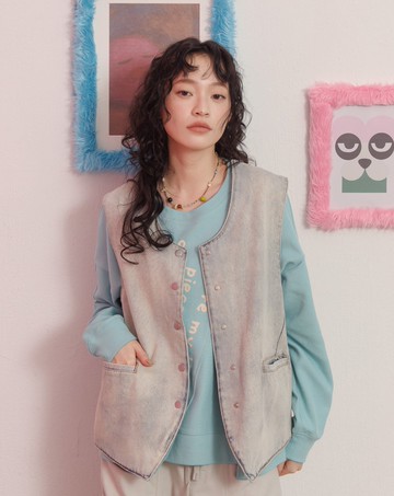 復古牛仔西裝背心(兩色)