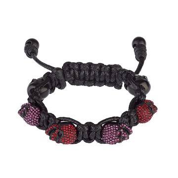 紫紅水鑽黑骷髏黑色手環_S