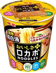 明星 ロカボNOODLES おいしさプラス 濃厚鶏白湯 [栄養素バランスヌードル (高たんぱく、198KCAL、低糖質、たっぷり食物繊維) 58G ×12