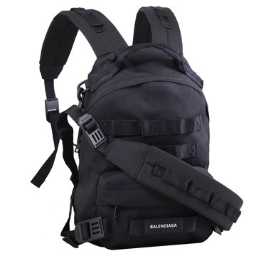 BALENCIAGA 巴黎世家 644031 Army 尼龍紗線軍風多功能後背包.黑