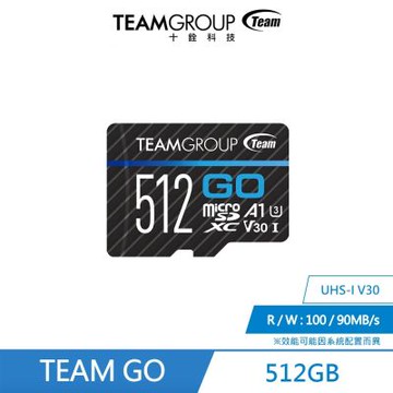 Team 十銓 GO Card 512GB MicroSD UHS-I U3 運動攝影機專用記憶卡 (含轉卡+終身保固)