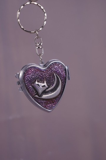錫雕多用途心型鏡盒鑰匙圈3