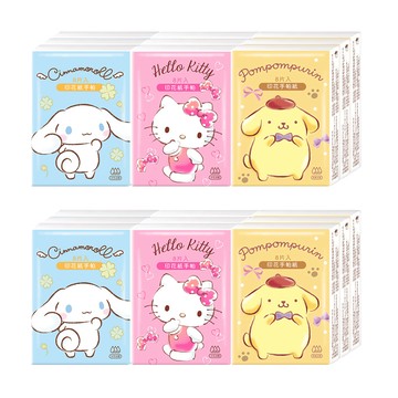 ONEDER 旺達棉品 三麗鷗家族1印花紙手帕 8抽  9包  2袋