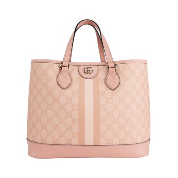 GUCCI Ophidia GG 塗層帆布小款手提/肩背二用托特包(灰粉色)