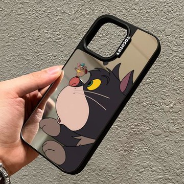 卡通路西法貓咪適用iphone16手機殼17promax蘋果15pro鏡面MagSafe磁吸14日韓13 可愛plus情侶男女趣味保護套