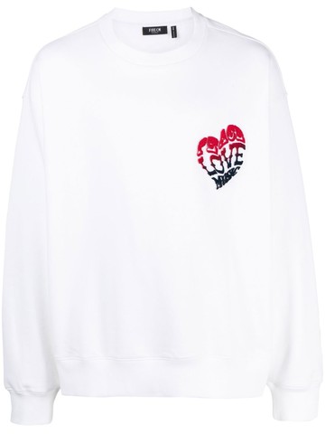 FIVE CM - Love crew-neck sweatshirt - men - Cotton/Polyester - XL - White