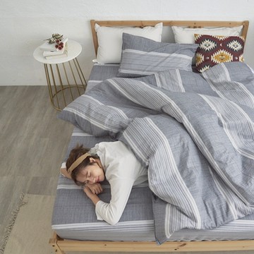 BUHO 台灣製LYOCELL萊賽爾6x7尺雙人薄被套+枕套三件組(台灣製)(暝色浮隱)