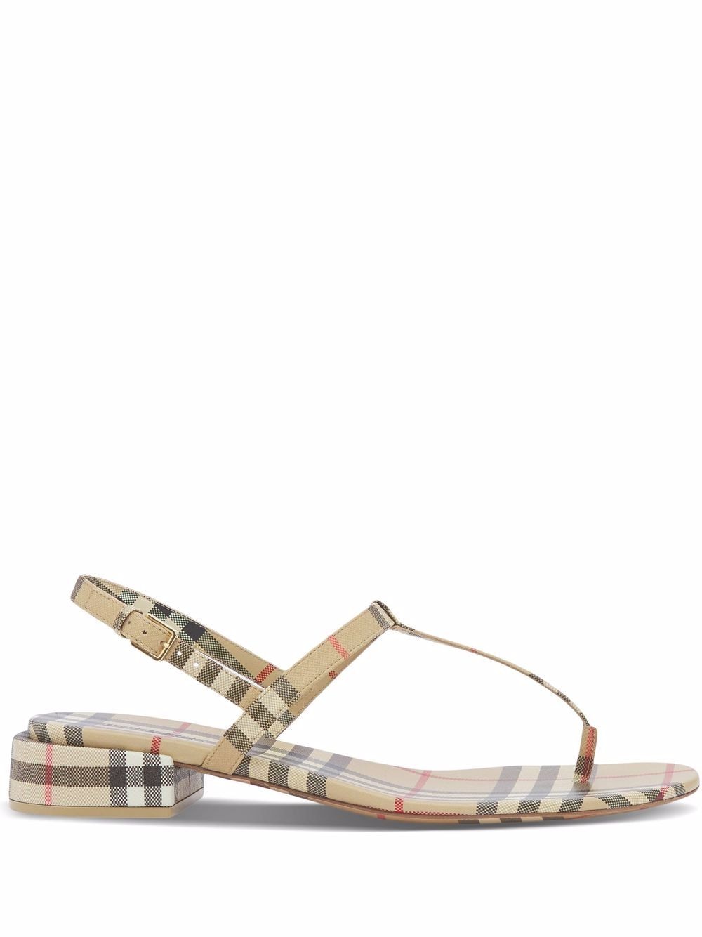 Burberry - Vintage Check thong-strap sandals - women - Lambskin/Polyurethane/Calf Leather/Cotton/Leather - 40.5 - Neutrals