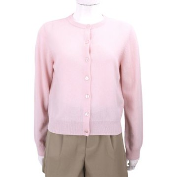Max Mara-WEEKEND WKDNEBBIA 喀什米爾x羊毛 粉色圓領 薄針織衫 開襟外套