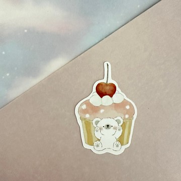 北極熊與櫻桃杯子蛋糕貼紙