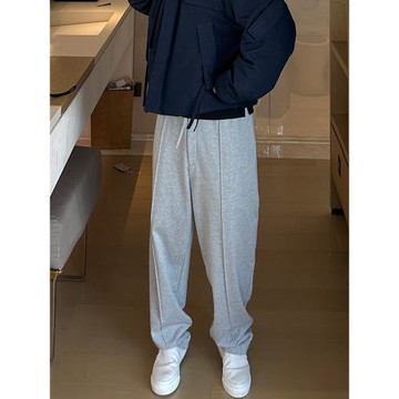 2025秋冬新款加厚純棉直筒時尚休閑衛褲 男寬松舒適百搭運動長褲