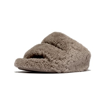 SHUV 羊毛雙帶涼鞋-灰褐色