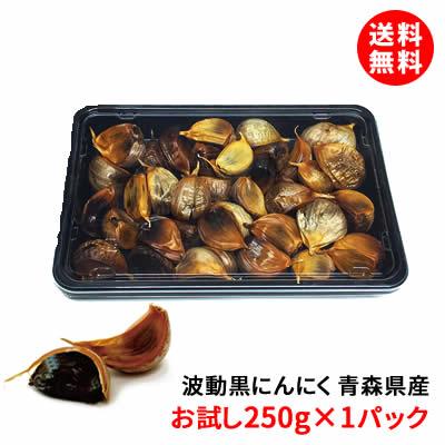 送料無料  黒にんにく 250g 青森県産 お試し250g入パック×1個 波動黒ニンニク 熟成にんにく 保存料 合成着色料 無添加