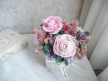 方盆中小型不凋花盆花【悠然秘境】開幕/辦公擺飾/生日禮物/母親