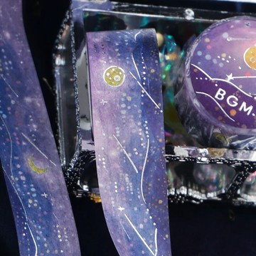 🌙【YXJ】流星夜燙金紙膠帶｜淑女星款｜🇯🇵日本直送｜和紙 手帳 夜影小居