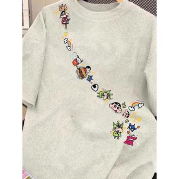 胖妹妹300斤大碼卡通短袖T恤女夏季2025新款減齡潮牌顯瘦寬松上衣