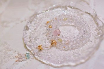 天然奶油體白水晶108顆佛珠項鏈手鏈兩用款白水晶手鏈手持念珠