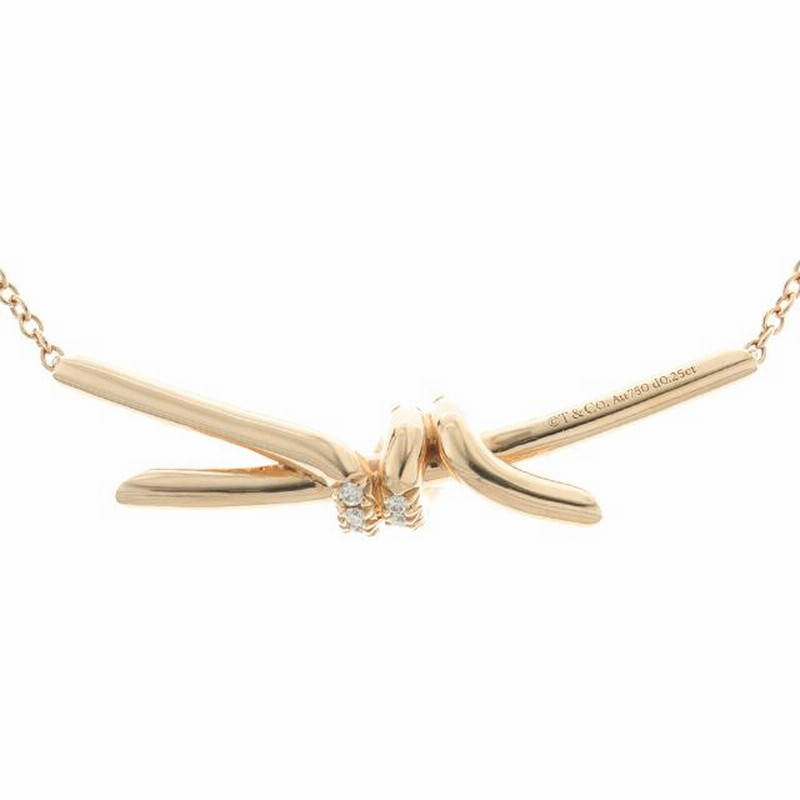 美品）ティファニー TIFFANY ノット ダイヤ ネックレス K18 PG