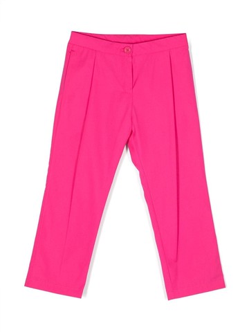 Kenzo Kids - embroidered-logo straight-leg trousers - kids - Cotton/Cotton - 10 - Pink