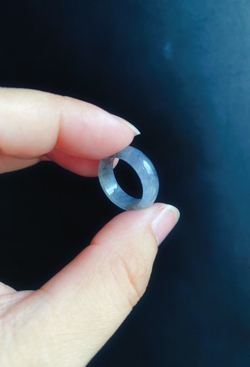 天然緬甸玉 翡翠 冰烏雞 有錢 翡翠 戒指 玉 戒環 ring 尾戒 15.2