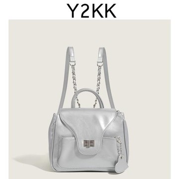 包包女士2024新款質感小眾包包爆款輕奢女包雙肩背包銀色春夏出行