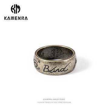 潮牌戒指男士單身戒復古寬版食指尾戒嘻哈個性鈦鋼對戒女飾品