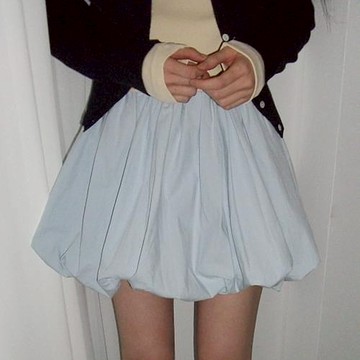 Codibook｜韓國 From Beginning(O) 春日荷葉邊藍天南瓜短裙［現貨 - 天藍色］ 百褶裙 女裝