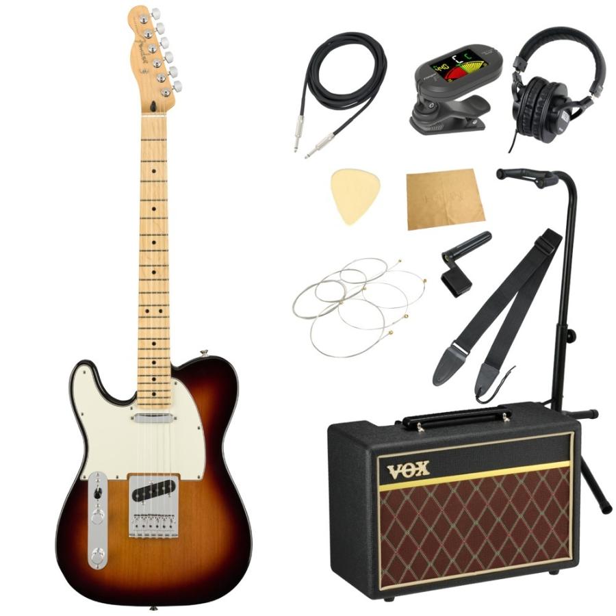 テレキャスター初心者セット アンプ付 フェンダー Player Telecaster LH MN 3TS レフティ エレキギター Fender 11点セット