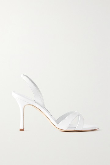 Manolo Blahnik - Callasli 90 Leather Slingback Sandals - White - IT37