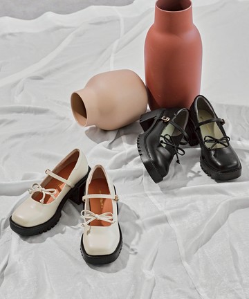 蝴蝶結繫帶瑪莉珍厚底鞋 (51309)