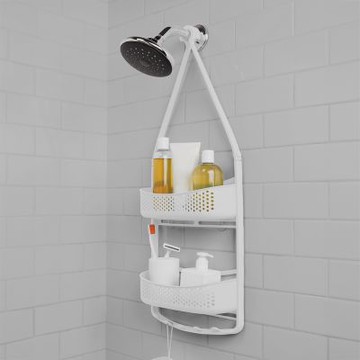 《Umbra》Snorkel吊掛式浴室雙層瀝水置物架-雲朵白-- 浴室瓶罐收納架