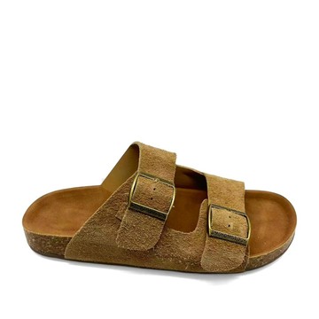 LA CONTE PARIS WOMEN'S BROWN WEDGE OPEN-TOE SLIPPERS 棕色女款鞋子
