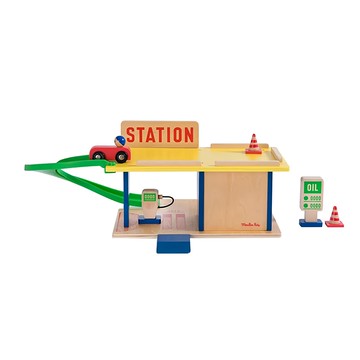 Moulin Roty 木質遊戲組 3歲以上兒童玩具  加油站  1組