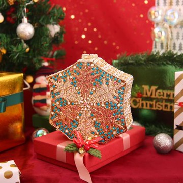 時尚小包包圣誕洋氣個性鏤空雪花手工鑲鉆手拿包包女禮服單肩包女