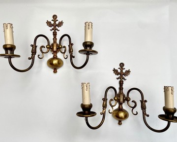 比利時復古黃銅雙頭鷹壁燈一對 大型壁燈