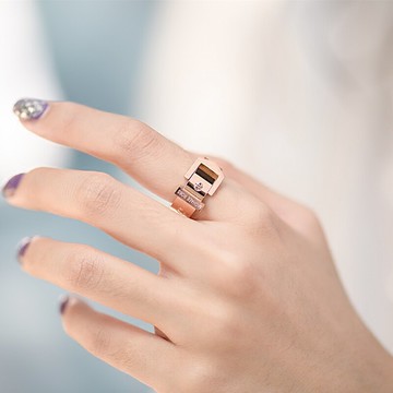 不掉色鈦鋼食指戒指女高級感時尚夸張ins網紅潮人玫瑰金個性指環