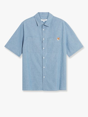 Cotton shirt with iconic logo patch - MAISON KITSUNE - gender_Man