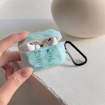 ins適用AirpodsPro2耳機殼薄荷綠四只小狗蘋果2/3藍牙耳機套