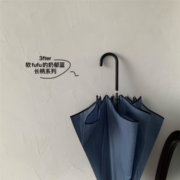 雨后|干凈藍～ 拍照擋雨高級感舒適色系長柄純色雨傘男女